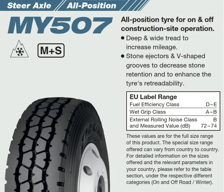 315/80 R22.5 YOKOHAMA MY507 156/150K (D,B,73)