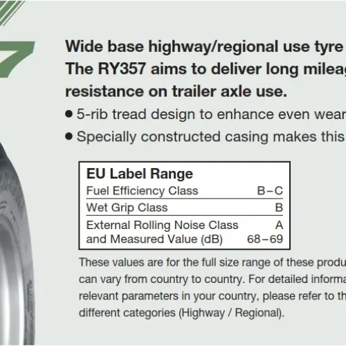 385/65 R22.5 YOKOHAMA RY357 164K (C,A,68)