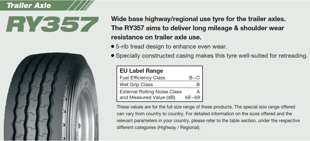 385/65 R22.5 YOKOHAMA RY357 164K (C,A,68)