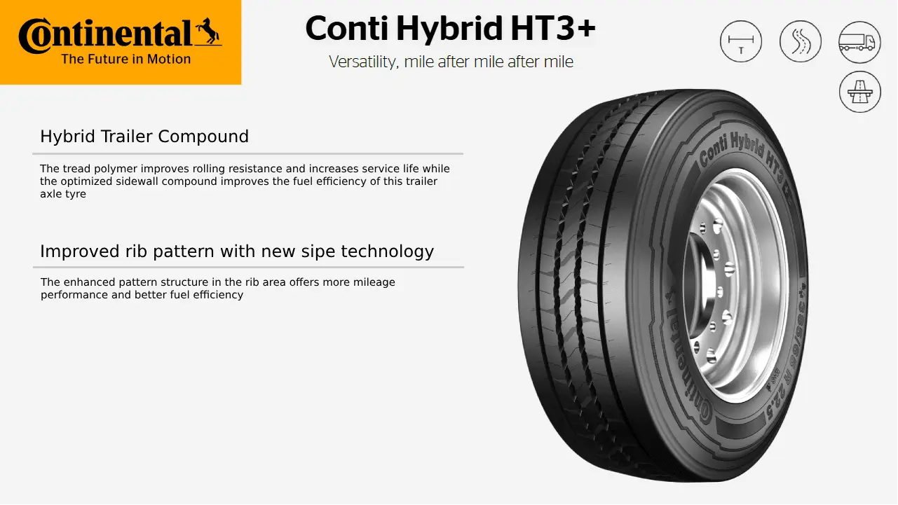 385/65 R22.5 CONTINENTAL HYBRID HT3+ 164K (B,C,70)